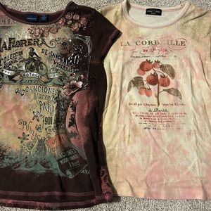 Cute vintage French design tees! Come as a bundle!